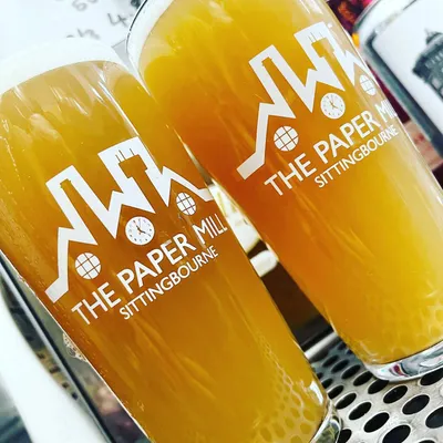 Two Paper Mill branded pint glasses